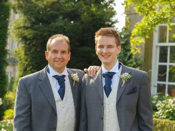Dave Hall and his son Liam Hall. The picture was taken at Liam's wedding, a few years before Dave was diagnosed with cancer.