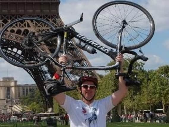 James Bedingfield pictured in 2011 after a London to Paris cycle ride. Mr Bedingfield went on to raise 1million for charity.