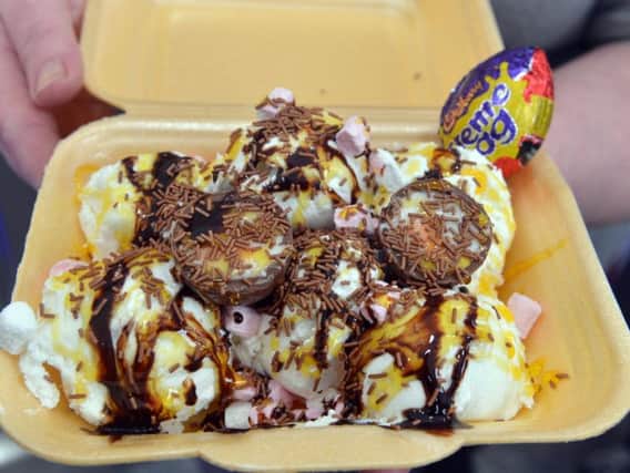 The deluxe ice cream Easter trays on offer at Spire Frier. Pictures and video by Brian Eyre.