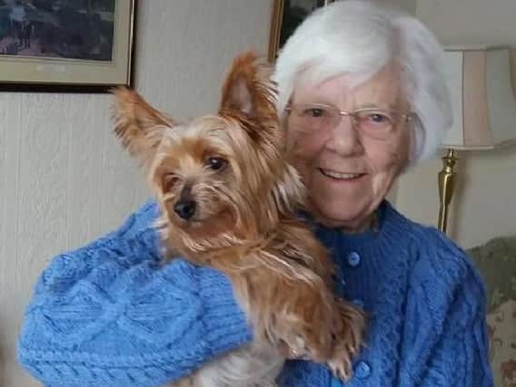 Lena Bramley and her Yorkshire terrier Tiny.