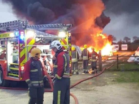A huge fire ripped through a caravan park in Stretton last month.