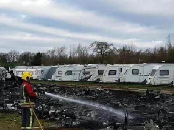 Around 40 caravans were completely ruined after a 'deliberate' fire at the Ainmoor Grange Caravan site, Stretton.