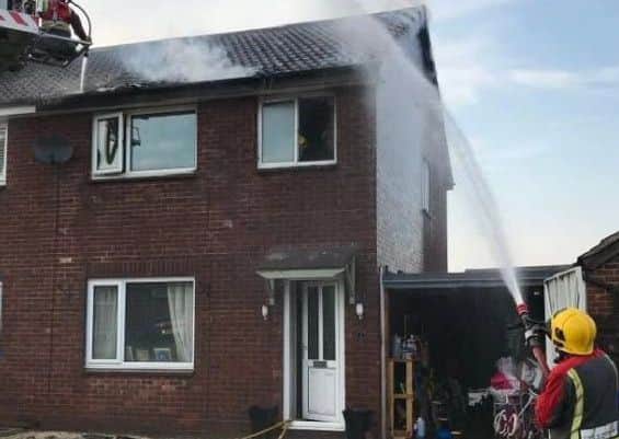 Firefighters from Chesterfield, Clay Cross, Clowne and Matlock attended the incident and had to cut away part of the roof.