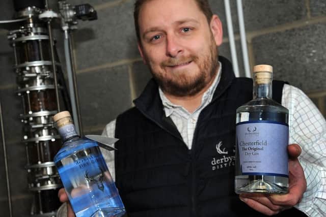 David Hemstock from the The Derbyshire Distillery with his Chesterfield Dry Gin.