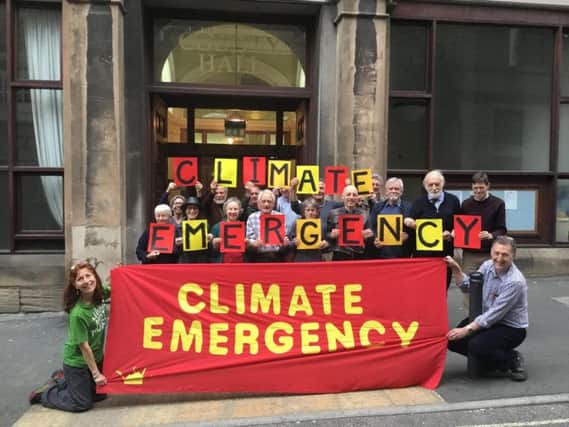 Climate change campaigners outside Derbyshire County Council's Matlock HQ.
