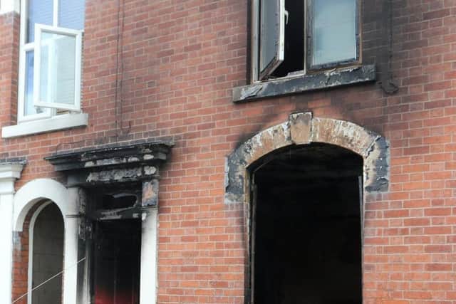 Damage caused to house on Cobden Road, Chesterfield, after a fire.