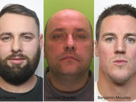 From left: Mousley, Devine, Streckis. Picture supplied by Derbyshire police.