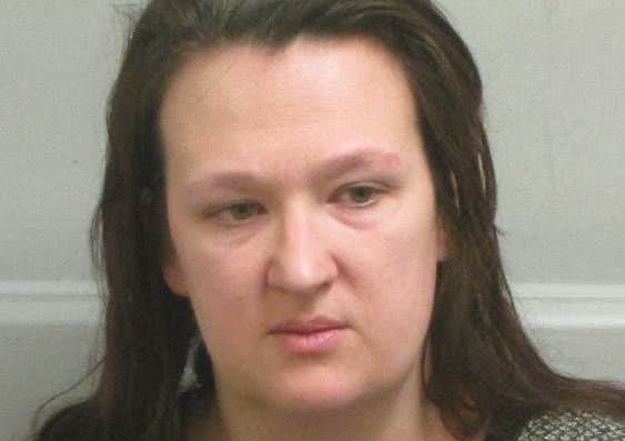 Pictured is con-woman Lian Clarke, 35, of Blair Avenue, Flixton, Manchester, who has been jailed for 24 weeks after admitting three counts of fraud in Buxton.