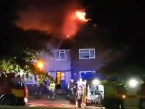 Derbyshire Fire and Rescue tackle a flat blaze near Chesterfield.