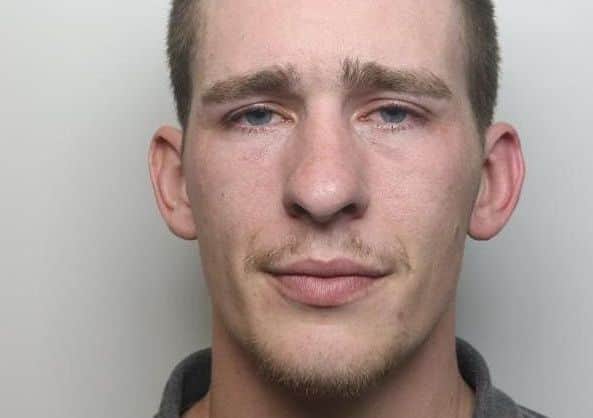 Pictured is William Strong, 28, of Baden Powell Road, Chesterfield, who has been jailed fo 20 weeks after he assaulted his partner.