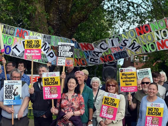 An anti-Trump protest was held in Chesterfield yesterday.