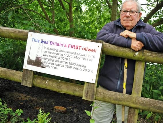 Philip Schofield on the site of Britain's first oil well in Tibshelf. Picture by Anne Shelley.
