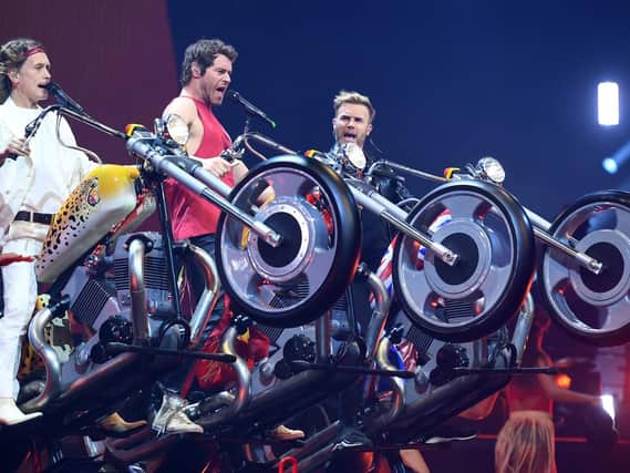 Take That rehearse for their show at FlyDSA Arena, Sheffield, earlier this year. Photo by Dave J Hogan.