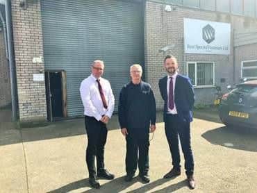 (L-r) James Hawkins, Consulting for West Special Fasteners, Paul Arnold, Production Manager for West Special Fasteners, with HSBC UK's Ryan Slater