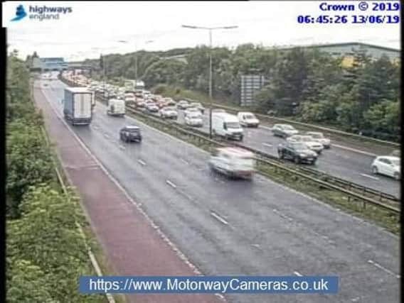 Scene from junction 24 of the M60 this morning.