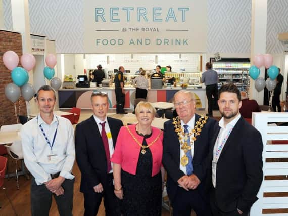 Pictured at the new Retreat @ The Royal are Councillor Gordon Simmons, Chesterfield's mayor, alongside Coun Kate Caulfield, Chesterfield's mayoress, Dr Jon Cort, listening in action lead at the Royal, Ian Summers, estates building project engineer at the hospital, and Ryan McCormack, head of capital projects for the Royal. Picture by Jason Chadwick.