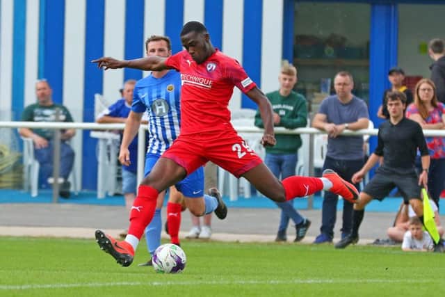 Levi Amantchi in the pre-season friendly at Staveley (Pic: Tina Jenner)