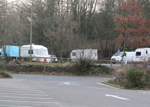 Travellers occupied one of the car parks at Matlock Bath station in January this year.