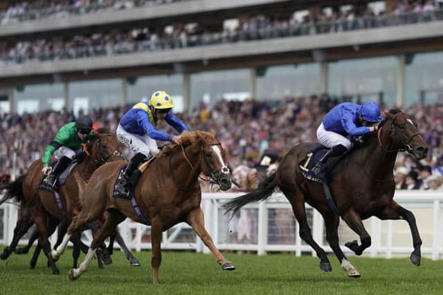 Blue Point holds on from the fast-finishing Dream Of Dreams to complete the big sprint double at Royal Ascot (PHOTO BY: Alan Crowhurst/Getty Images)