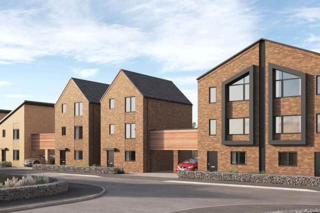 An artist impression of new homes at Chesterfield Waterside.