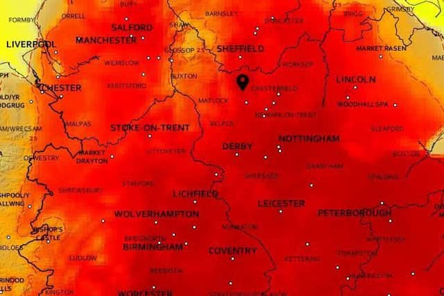 Temperature map from the Met Office.