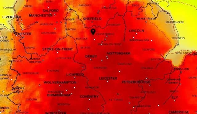 Temperature map from the Met Office.
