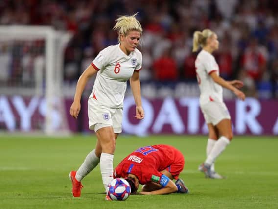 Millie Bright was sent off in England's semi-final defeat to winners USA.