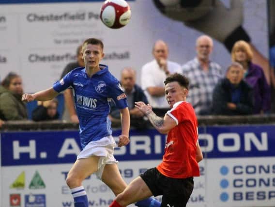 Ashton Hall in action for Matlock Town. Photo by Jez Tighe.