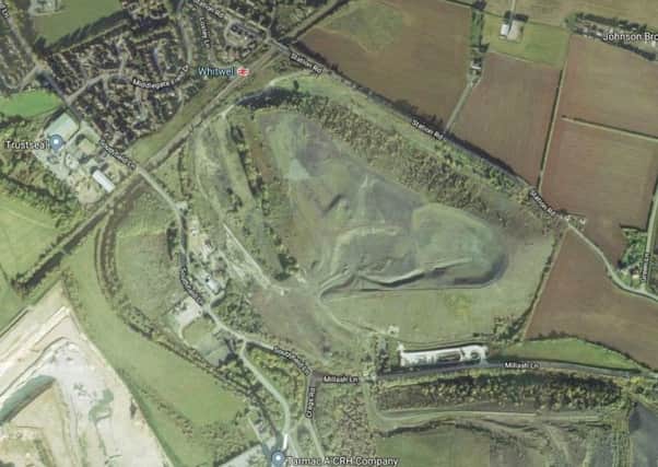 An aerial image of the former Whitwell pit site in Derbyshire.