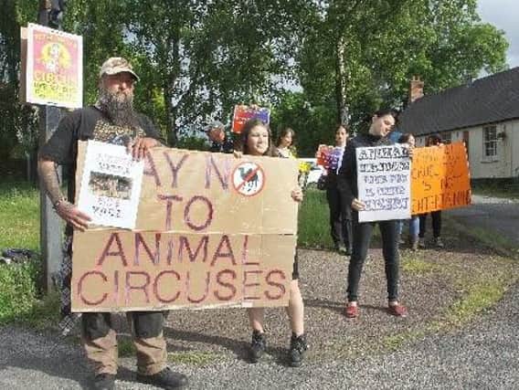 Campaigners at a previous demonstration against Peter Jolly's Circus in Derbyshire.
