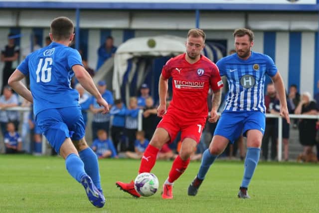 Lee Shaw in the friendly against Staveley (Pic: Tina Jenner)