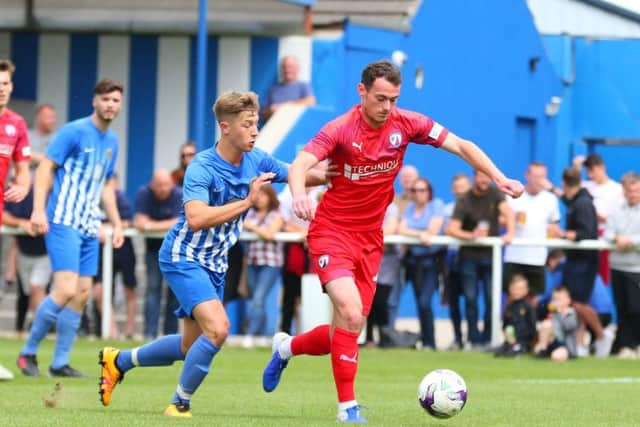Liam Mandeville taking on Staveley (Pic: Tina Jenner)