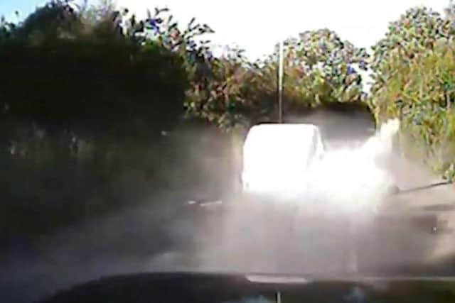The class A drugs exploded into a cloud of white powder as they were dumped from the van during the chase