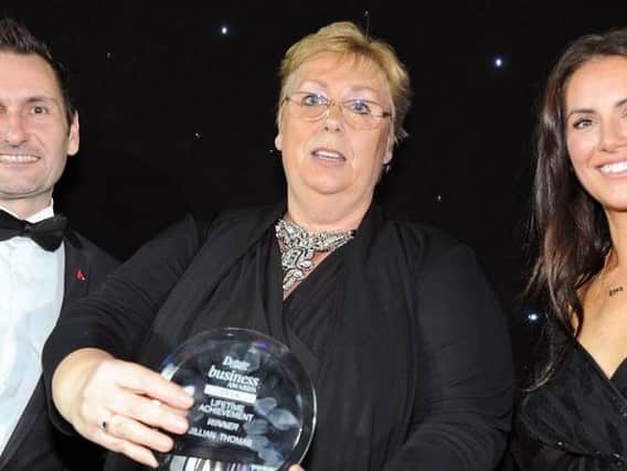 Jillian Thomas with her Lifetime Achievement Award at last year's Derbyshire Times Business Awards.