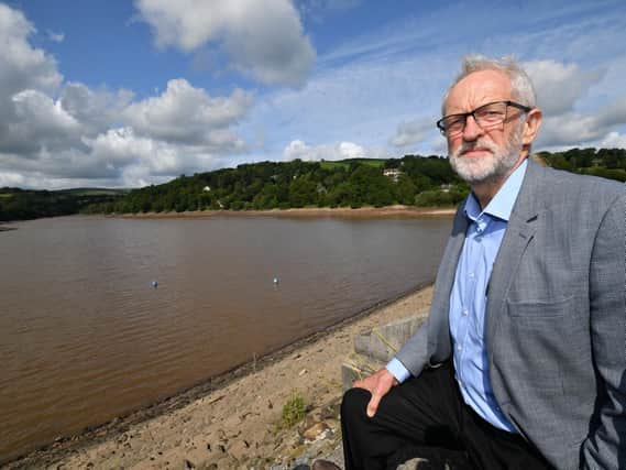 Jeremy Corbyn at Toddbrook Reservoir. Photo by Anthony Devlin/Getty Images