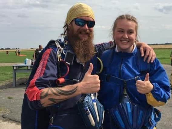 Ellie-Mae Topp after her skydive on Sunday.