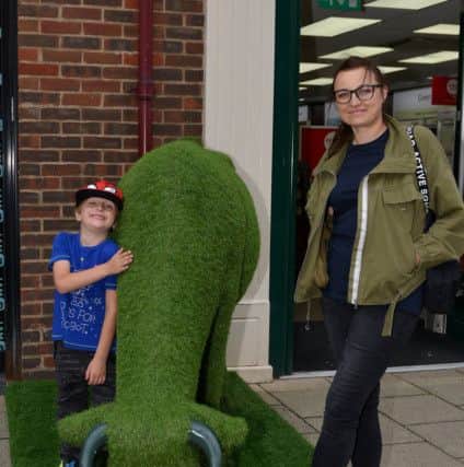 Vicar Lane shopping centre has some floral displays in celebration of Chesterfield In Bloom, Dorota Nepszia is pictured with son Leon, five