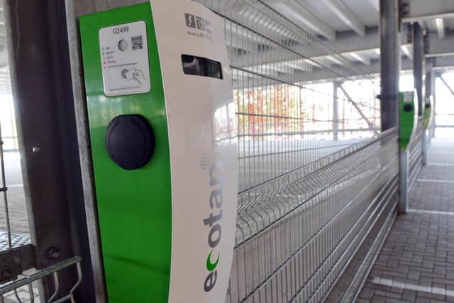 One of the charging points for electric vehicles at the new Saltergate multi-storey car park in Chesterfield.