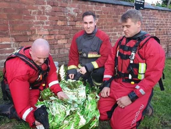 Firefighters rescued a dog from Barkers Lock in Ilkeston. Picture by Derbyshire Fire and Rescue Service.