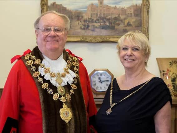 Mayor of Chesterfield Gordon Simmons with Councillor Kate Caulfield.