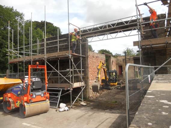 Work to restore the goods shed at Millers Dale station is underway. Photo: Peak District National Park Authority.