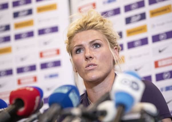 LYON, FRANCE - JULY 01: Millie Bright of England looks on during the England Media Access at Lyon Marriott Hotel Cite Internationale on July 01, 2019 in Lyon, France. (Photo by Maja Hitij/Getty Images)