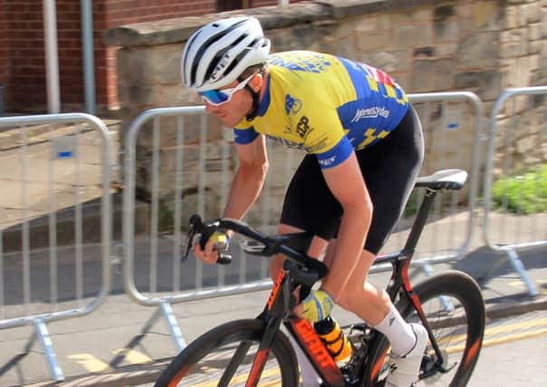 Dean Watson on his way to victory in the Warwick Town Centre Elite Race.