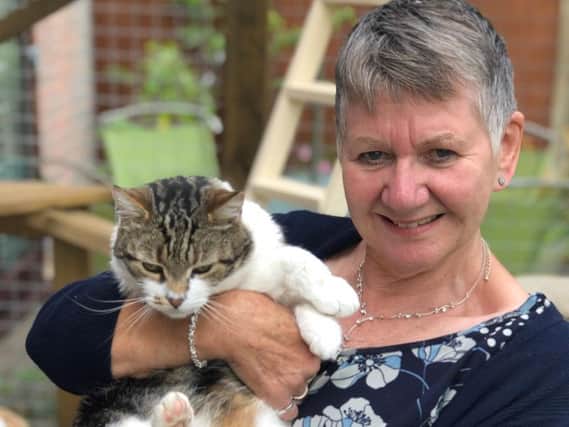 Chesterfield woman Thelma Reddish with her pet cat Hamilton.
