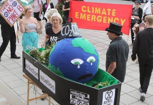 Climate change campaigners in Chesterfield in the summer.