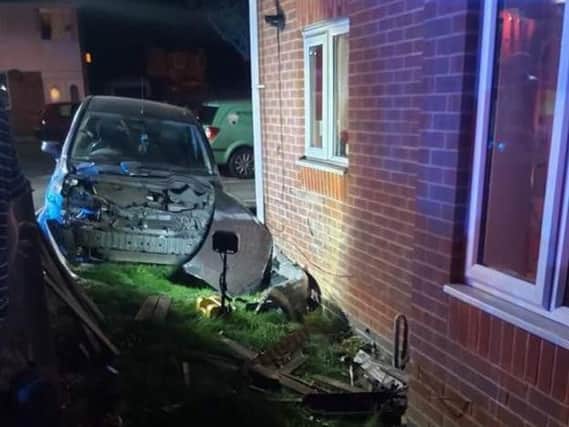 No one was hurt after this car crashed into a fence and wall in Somercotes