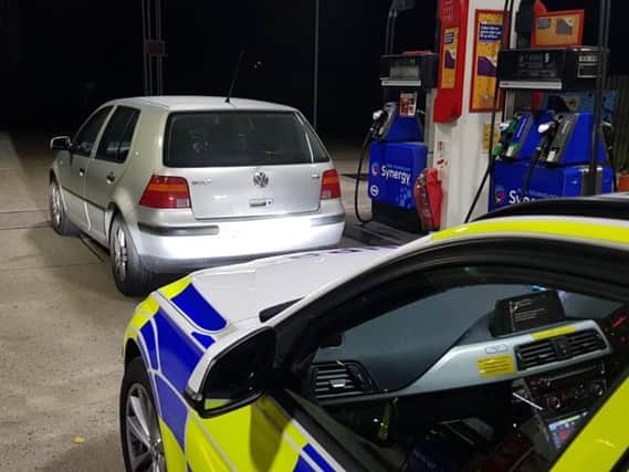 This driver  had no insurance, no licence and wanted on two warrants when he was arrested at a Chesterfield petrol station.