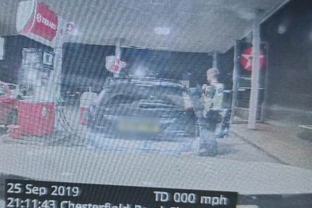 Police spotted a Ford Focuswhich was linked to the driver who was wanted on suspicion of theft and arrested at a Chesterfield petrol station.