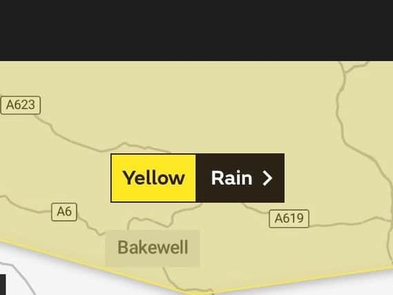 Flood are predicted for Derbyshire after the Met Office issue a yellow weather warning for rain