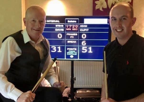 Six-time world champion Steve Davis with Adam Cupit, who beat him in a challenge match. (PHOTO BY: Karl Brownlow)
